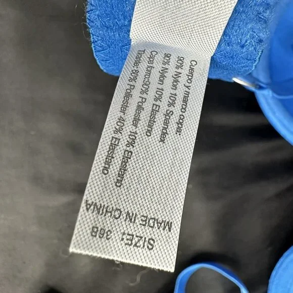 Mopas Intimates Blue Bra Rhinestone Straps Adjustable Straps Underwire - Picture 9 of 9